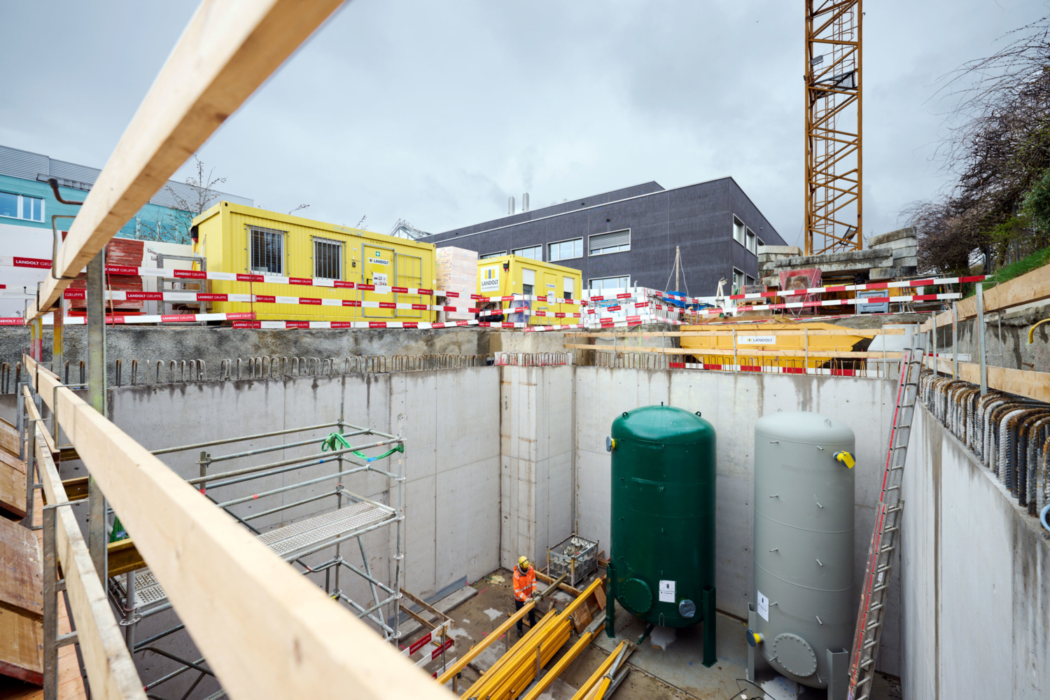 Le chantier en cours derrière la clinique Schulthess, en activité depuis l’été 2025.